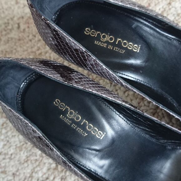 Sergio Rossi Snake Print Heels in gray & black size 37 - Picture 7 of 12